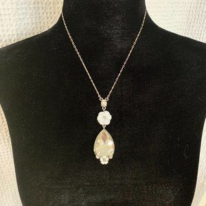 Rhinestone Tear Drop Statement Necklace